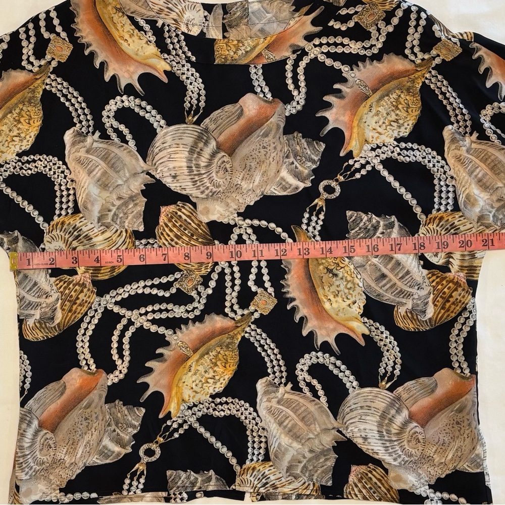 VTG 80s/90s Silk Nautical/Baroque/Coastal Grandma Blouse Size 12 - Picture 4 of 9